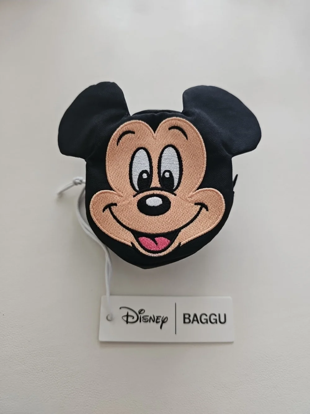 BAGGU Black Crossbody Bag with Mickey Character Patch And Bag Charm